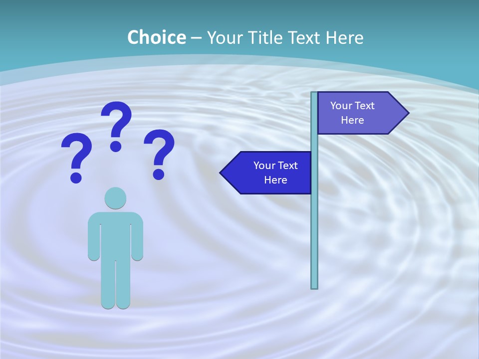 Blue Water Background With Circular Ripples From The Rain. PowerPoint Template