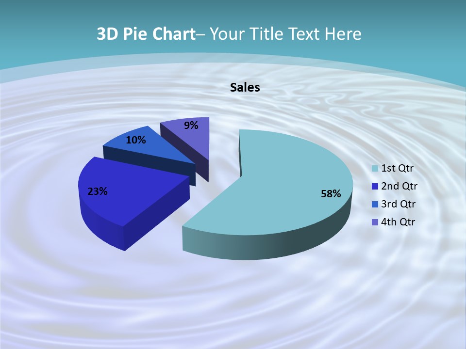 Blue Water Background With Circular Ripples From The Rain. PowerPoint Template
