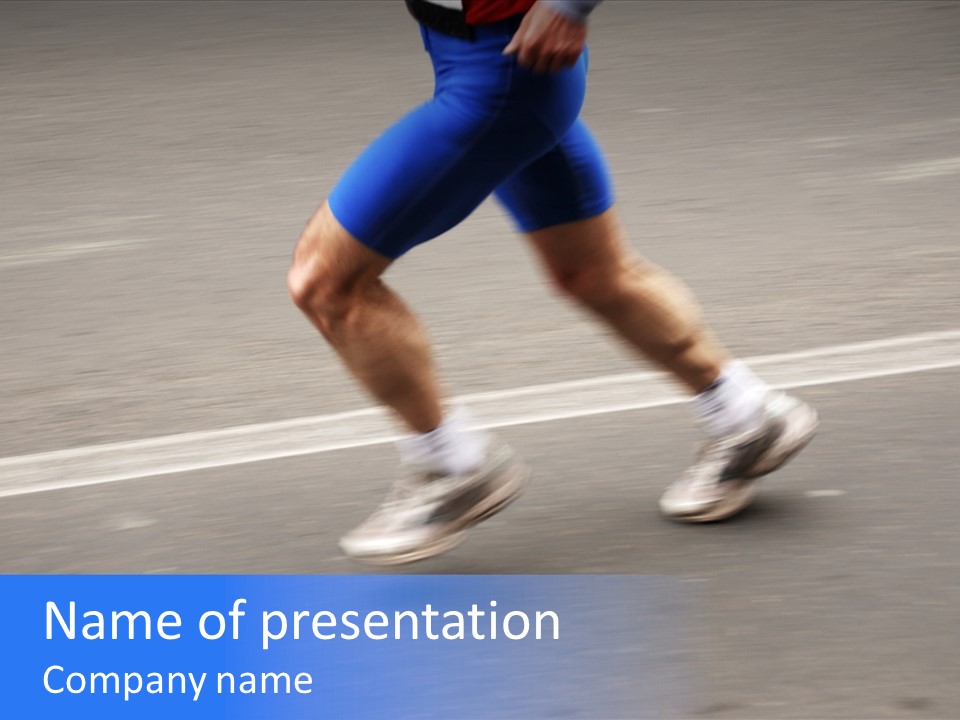 Detail Of The Legs Of A Marathon Runner With Slight Panning Effect PowerPoint Template