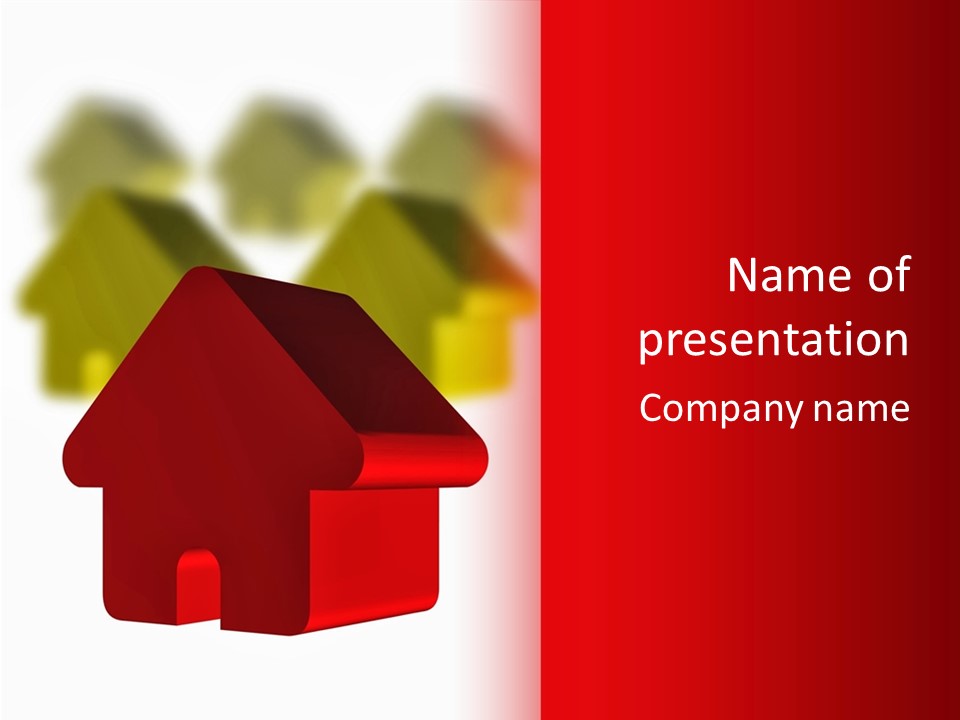 A Group Of Red And Green Houses On White Background PowerPoint Template