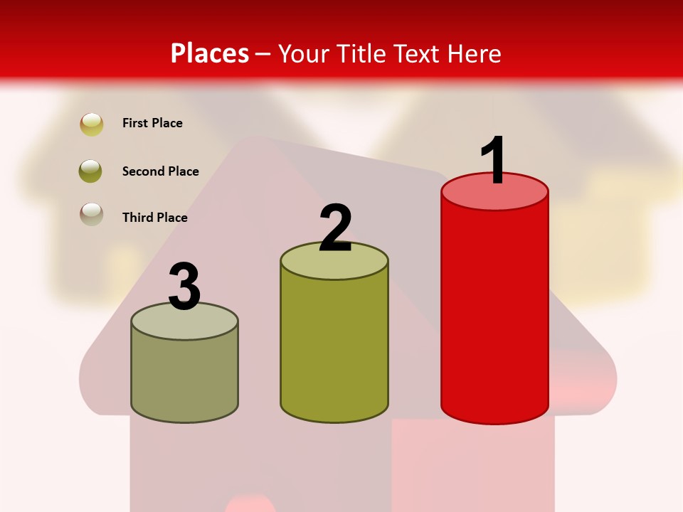 A Group Of Red And Green Houses On White Background PowerPoint Template