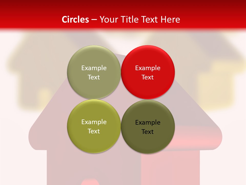 A Group Of Red And Green Houses On White Background PowerPoint Template