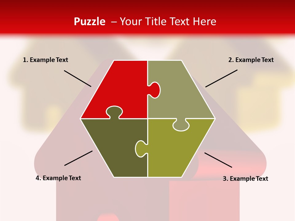 A Group Of Red And Green Houses On White Background PowerPoint Template