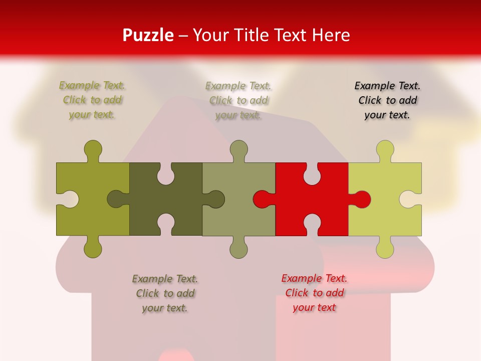 A Group Of Red And Green Houses On White Background PowerPoint Template