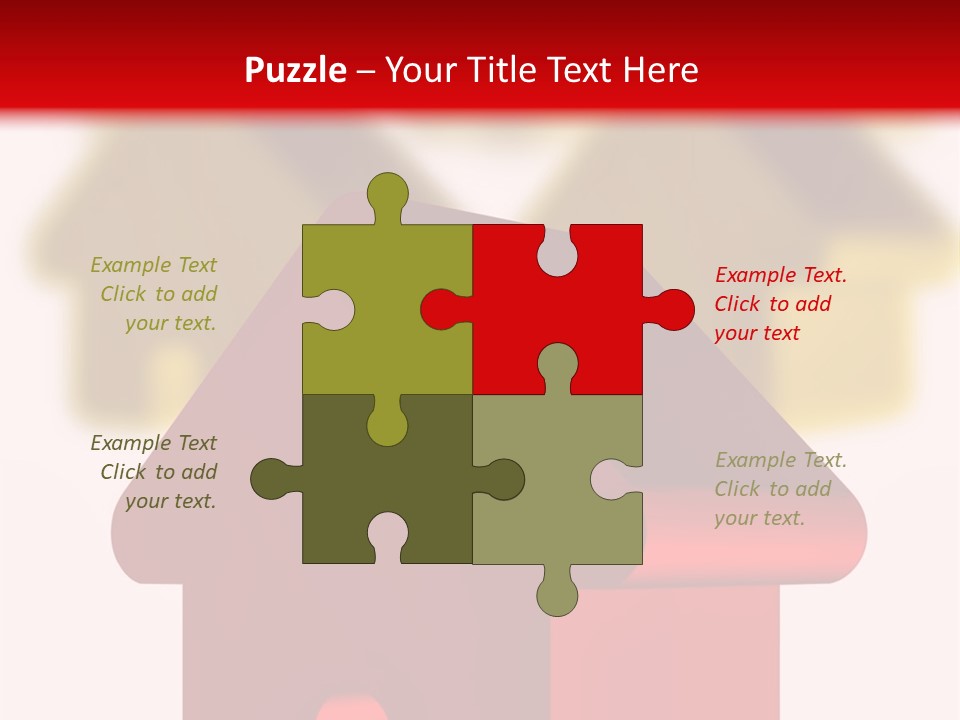 A Group Of Red And Green Houses On White Background PowerPoint Template