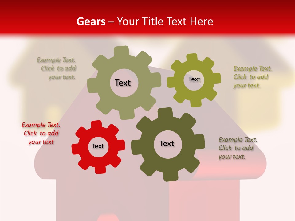 A Group Of Red And Green Houses On White Background PowerPoint Template