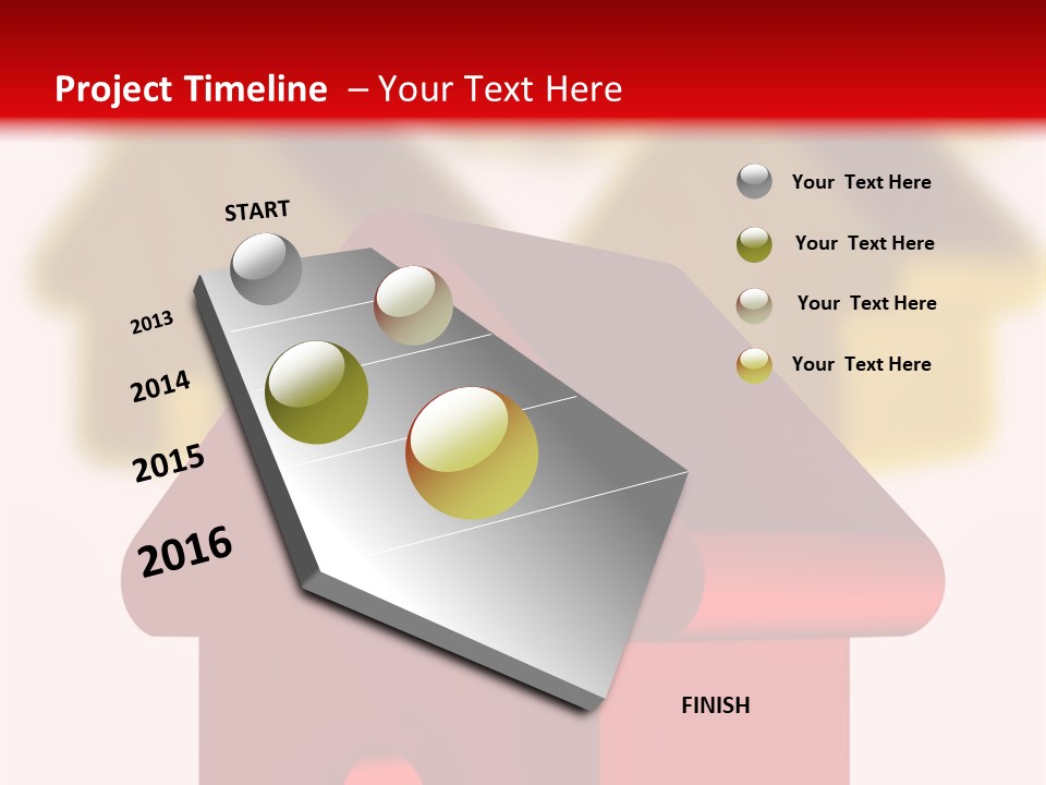 A Group Of Red And Green Houses On White Background PowerPoint Template