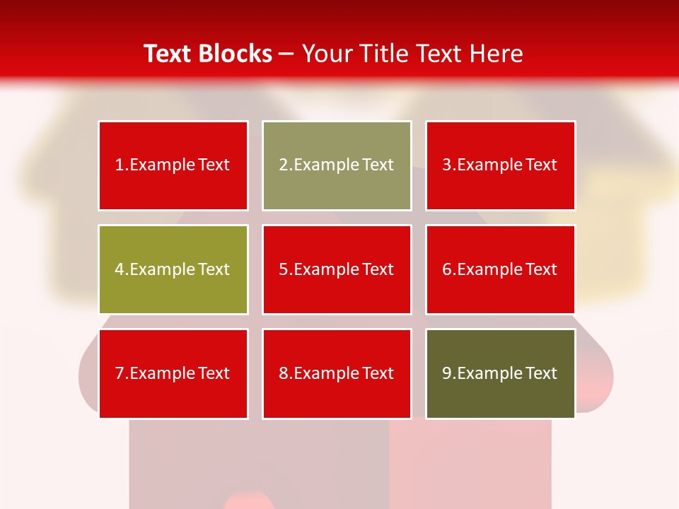 A Group Of Red And Green Houses On White Background PowerPoint Template