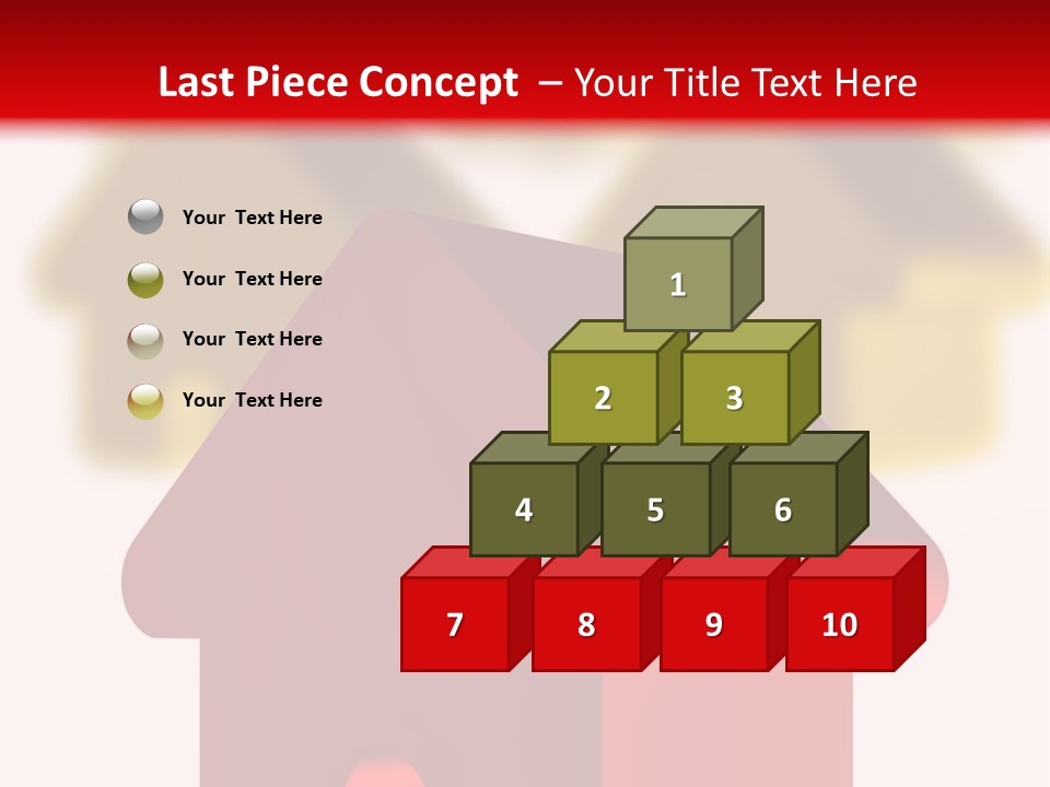 A Group Of Red And Green Houses On White Background PowerPoint Template