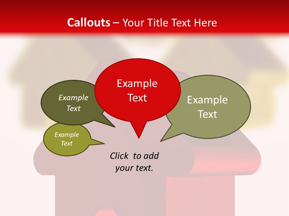 A Group Of Red And Green Houses On White Background PowerPoint Template