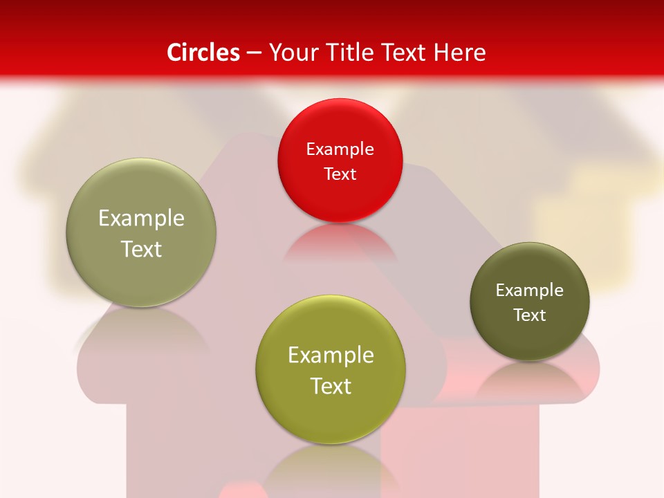 A Group Of Red And Green Houses On White Background PowerPoint Template