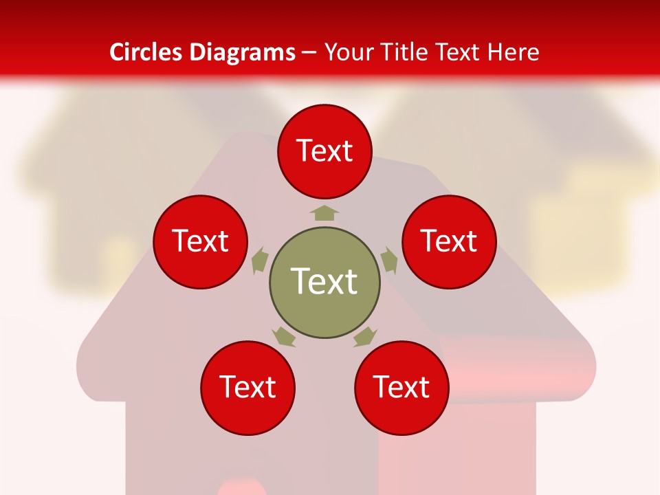 A Group Of Red And Green Houses On White Background PowerPoint Template