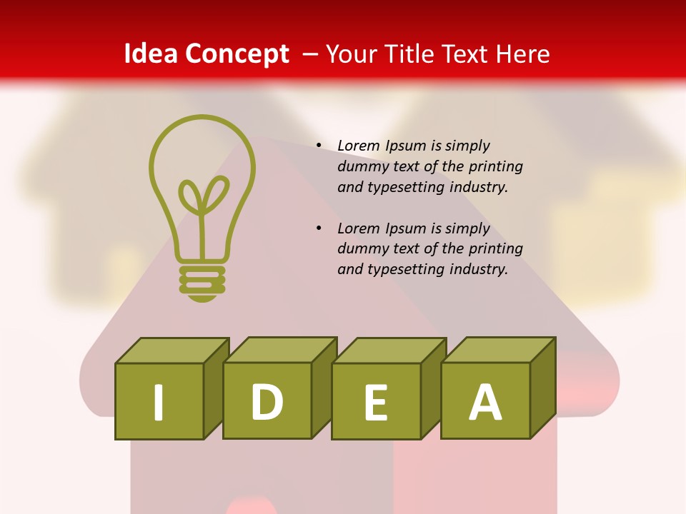 A Group Of Red And Green Houses On White Background PowerPoint Template