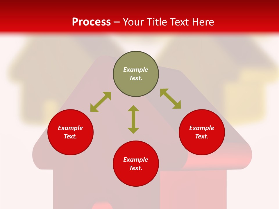 A Group Of Red And Green Houses On White Background PowerPoint Template