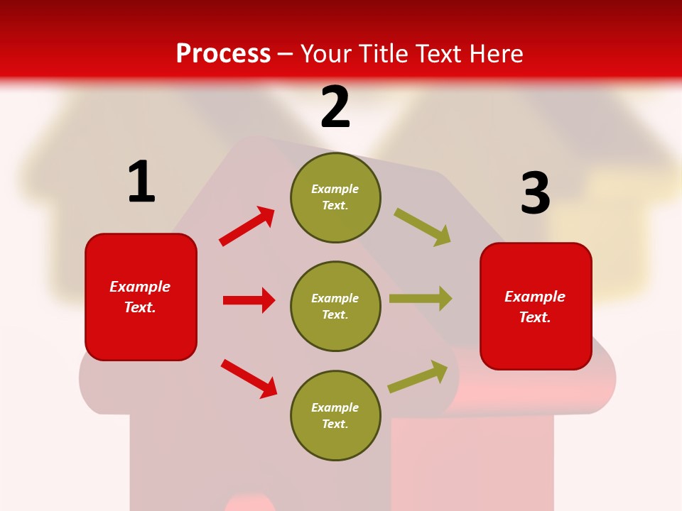 A Group Of Red And Green Houses On White Background PowerPoint Template