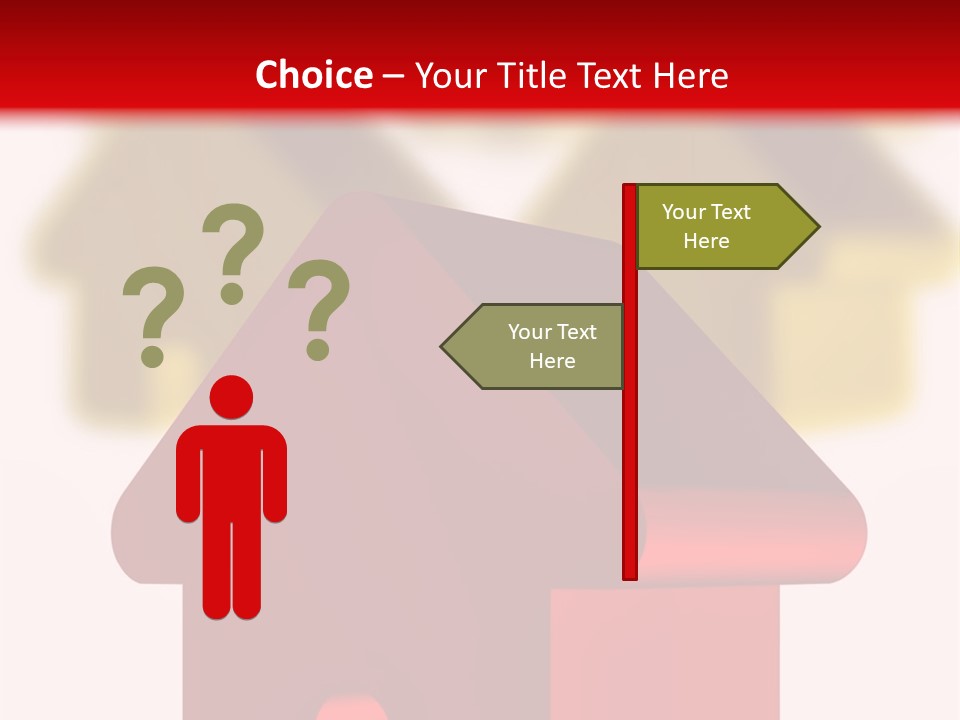 A Group Of Red And Green Houses On White Background PowerPoint Template