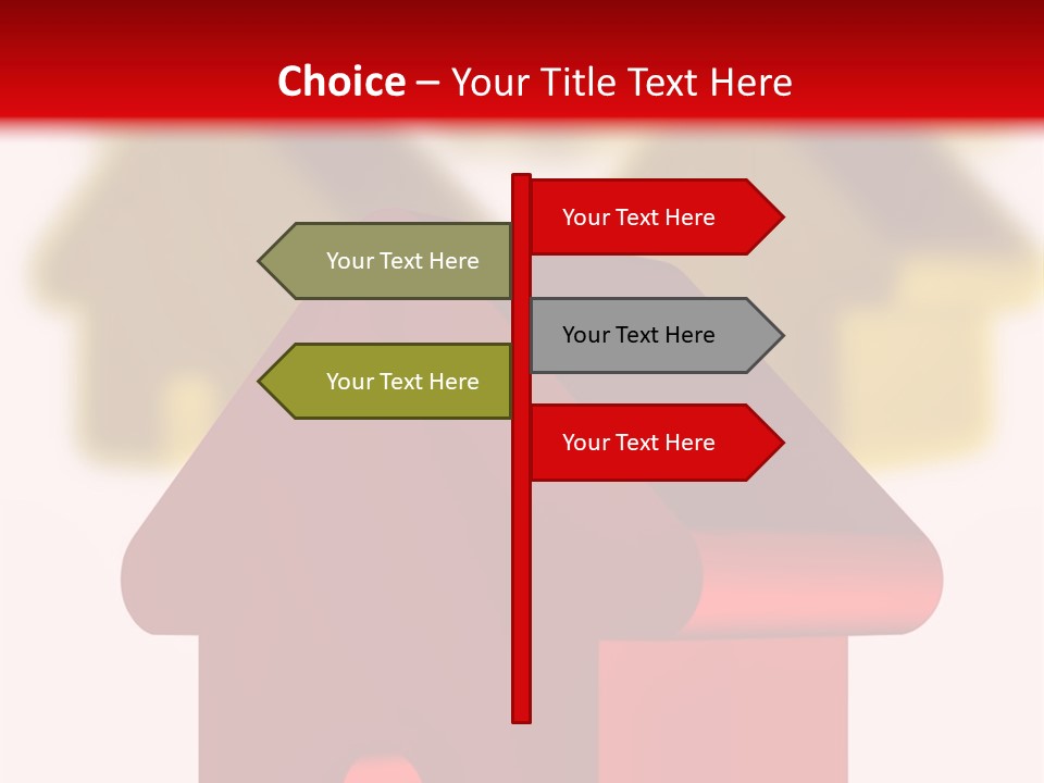 A Group Of Red And Green Houses On White Background PowerPoint Template