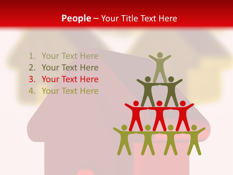 A Group Of Red And Green Houses On White Background PowerPoint Template