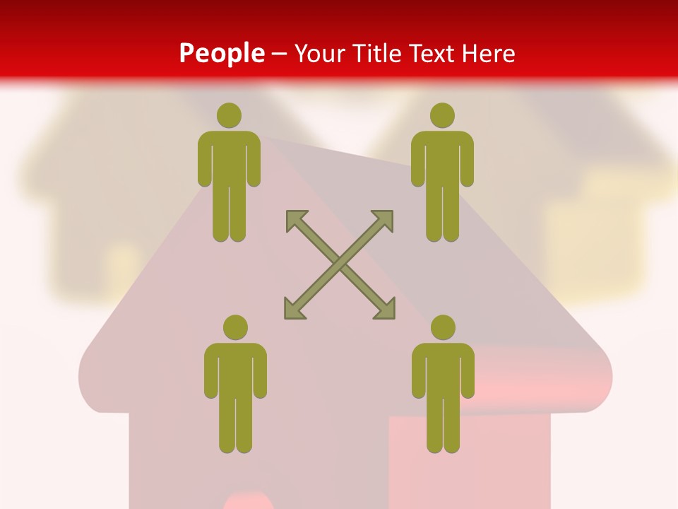 A Group Of Red And Green Houses On White Background PowerPoint Template