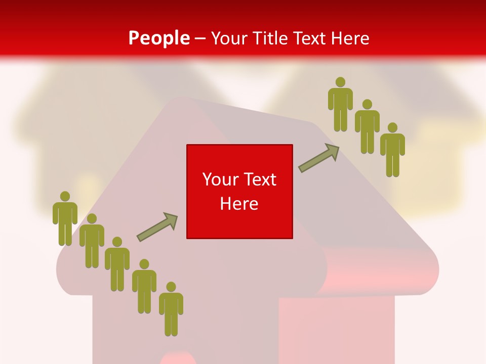 A Group Of Red And Green Houses On White Background PowerPoint Template