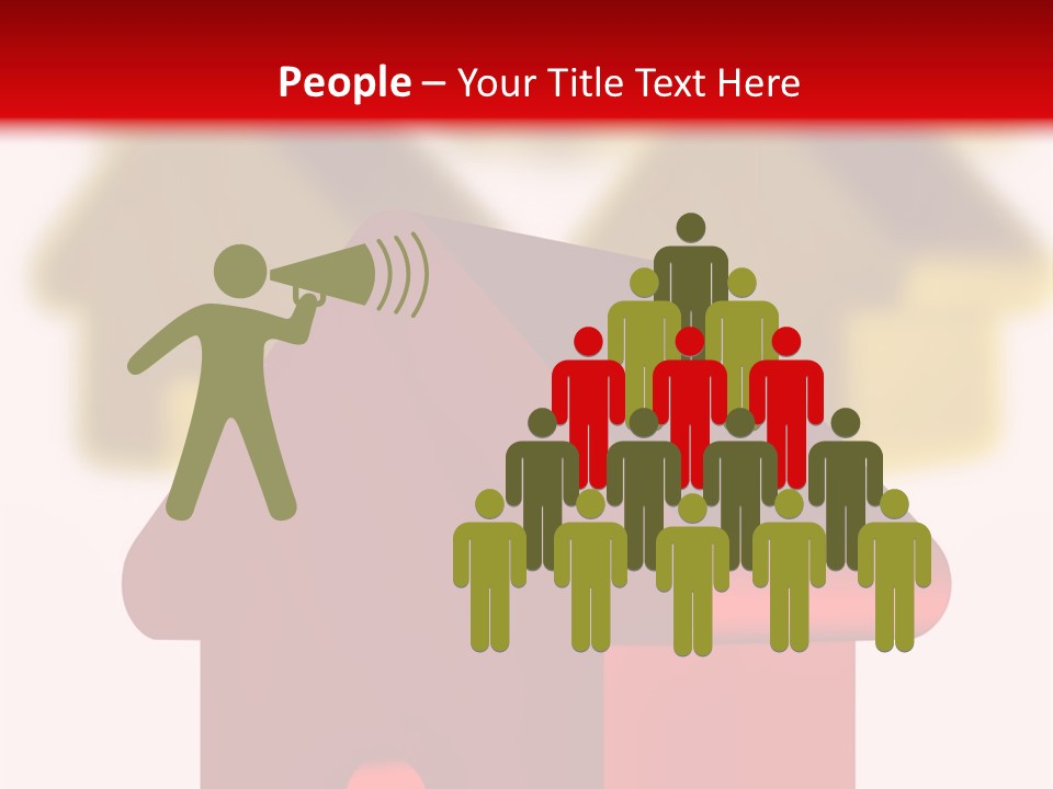 A Group Of Red And Green Houses On White Background PowerPoint Template