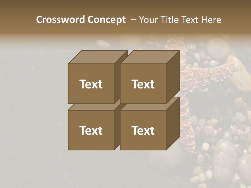 Orange Starfish And Rocks And Pebbles On Black Sand PowerPoint Template