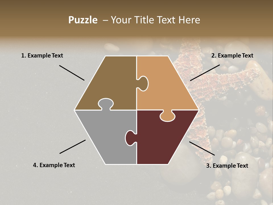 Orange Starfish And Rocks And Pebbles On Black Sand PowerPoint Template