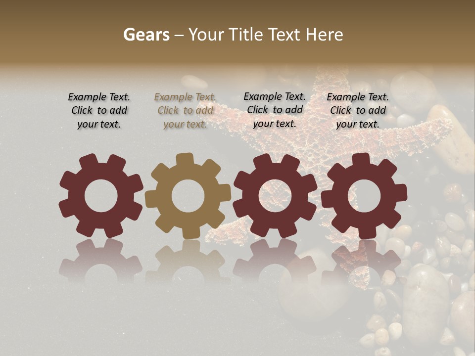 Orange Starfish And Rocks And Pebbles On Black Sand PowerPoint Template