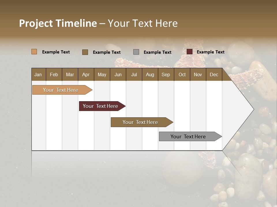 Orange Starfish And Rocks And Pebbles On Black Sand PowerPoint Template