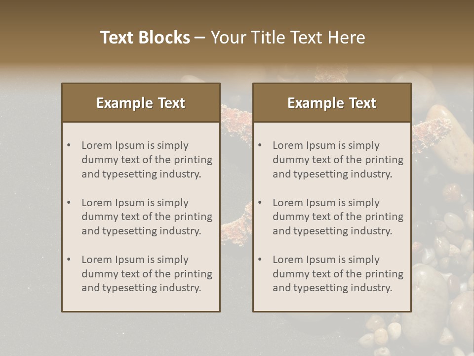 Orange Starfish And Rocks And Pebbles On Black Sand PowerPoint Template
