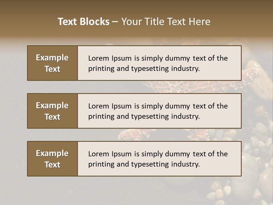 Orange Starfish And Rocks And Pebbles On Black Sand PowerPoint Template