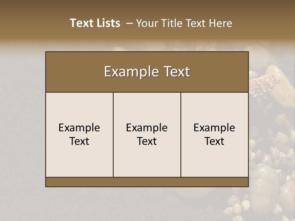 Orange Starfish And Rocks And Pebbles On Black Sand PowerPoint Template