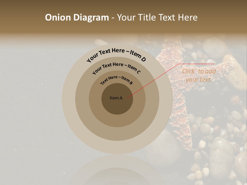 Orange Starfish And Rocks And Pebbles On Black Sand PowerPoint Template