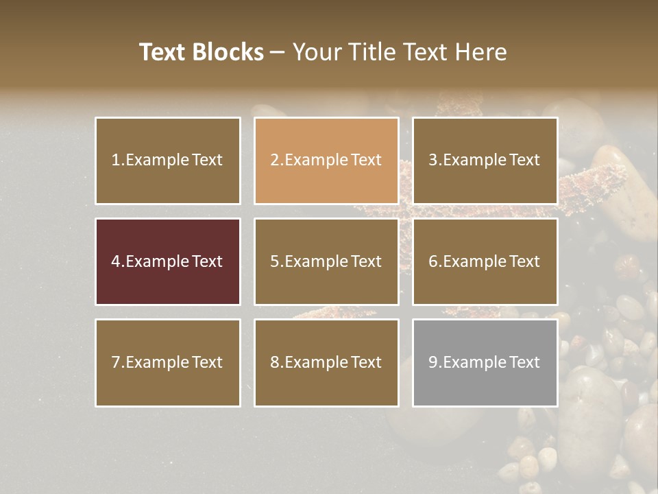 Orange Starfish And Rocks And Pebbles On Black Sand PowerPoint Template