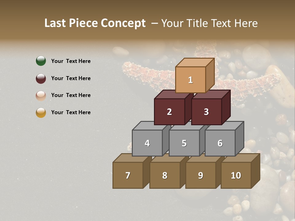 Orange Starfish And Rocks And Pebbles On Black Sand PowerPoint Template