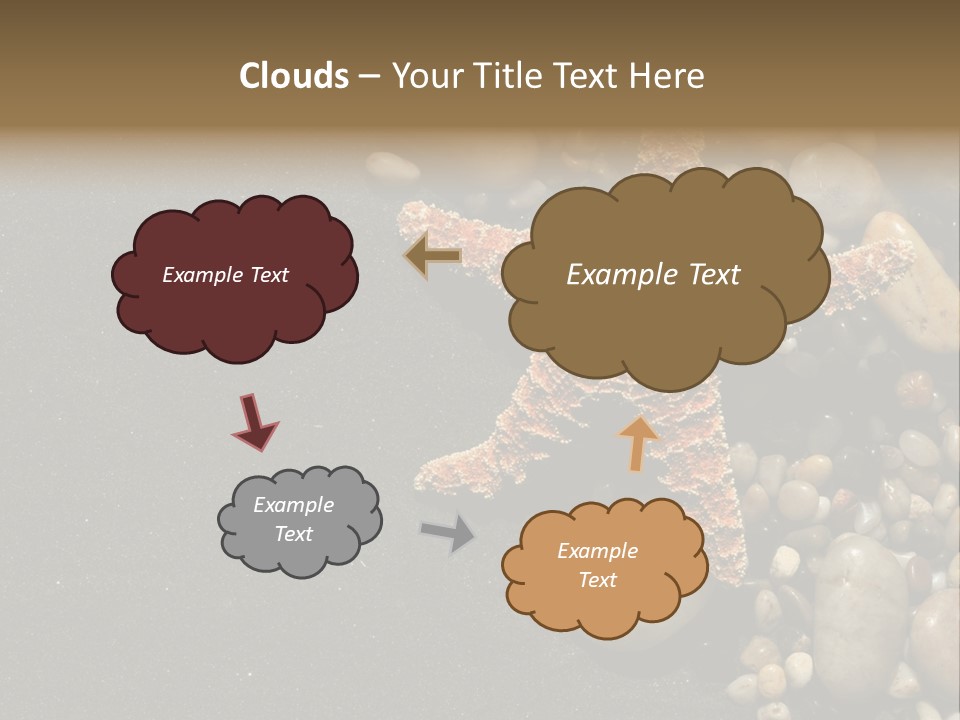 Orange Starfish And Rocks And Pebbles On Black Sand PowerPoint Template