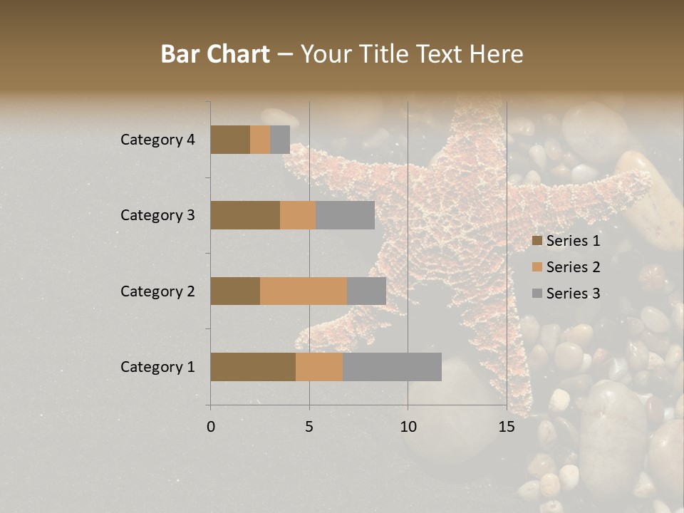 Orange Starfish And Rocks And Pebbles On Black Sand PowerPoint Template
