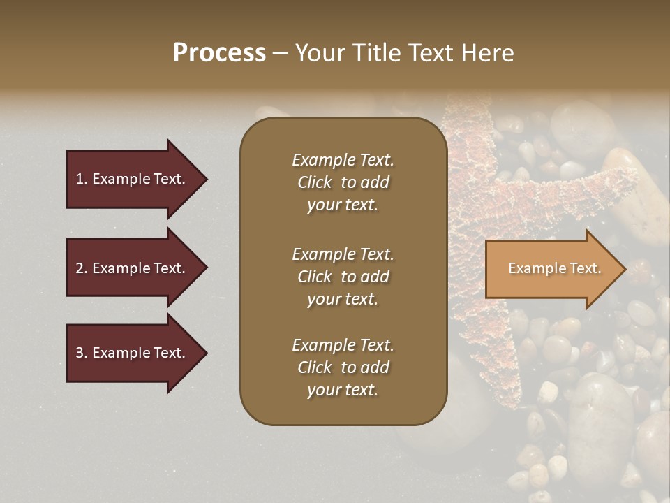 Orange Starfish And Rocks And Pebbles On Black Sand PowerPoint Template