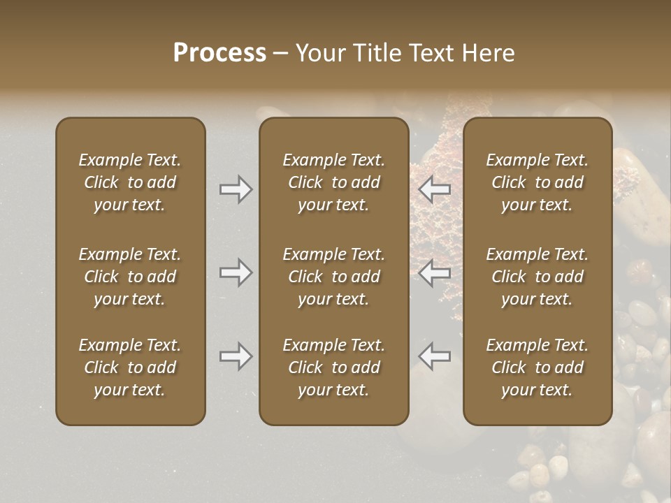 Orange Starfish And Rocks And Pebbles On Black Sand PowerPoint Template