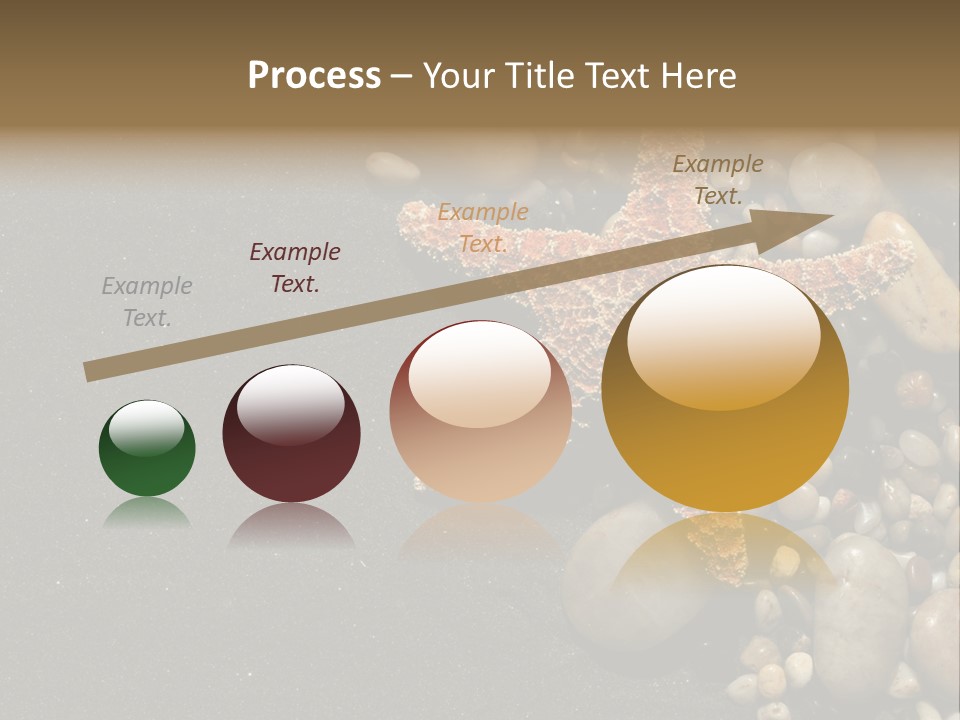 Orange Starfish And Rocks And Pebbles On Black Sand PowerPoint Template