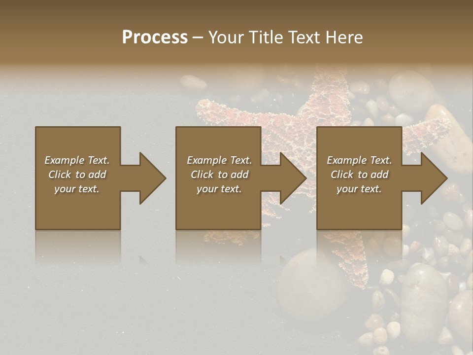 Orange Starfish And Rocks And Pebbles On Black Sand PowerPoint Template