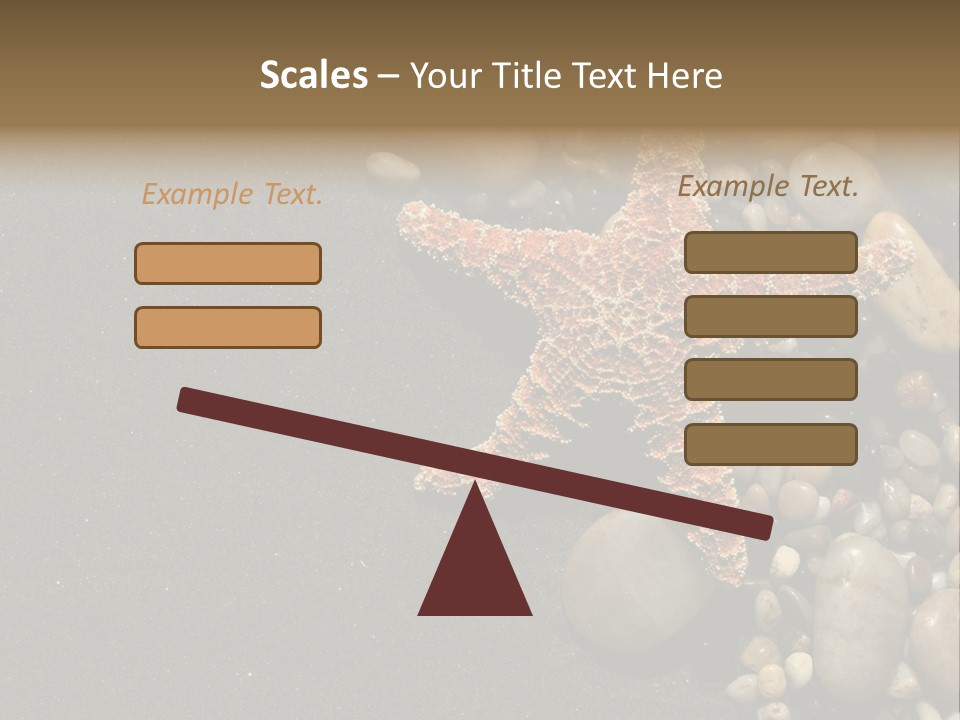 Orange Starfish And Rocks And Pebbles On Black Sand PowerPoint Template