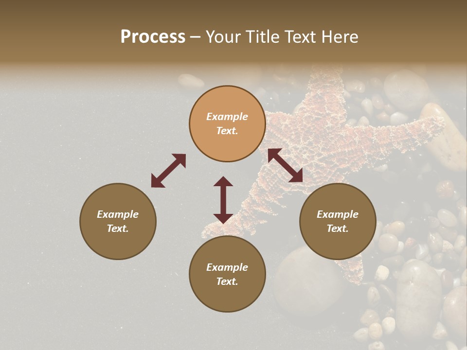 Orange Starfish And Rocks And Pebbles On Black Sand PowerPoint Template