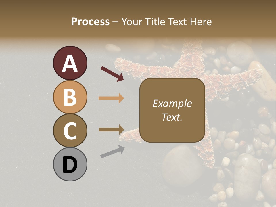 Orange Starfish And Rocks And Pebbles On Black Sand PowerPoint Template