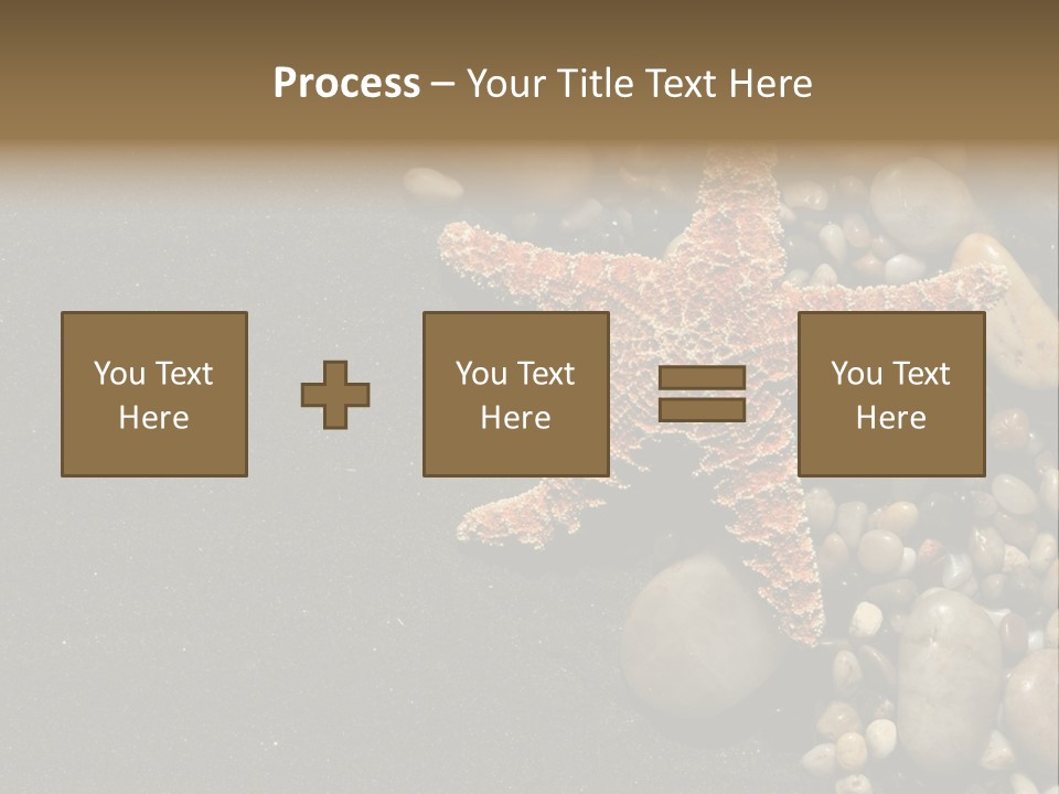 Orange Starfish And Rocks And Pebbles On Black Sand PowerPoint Template