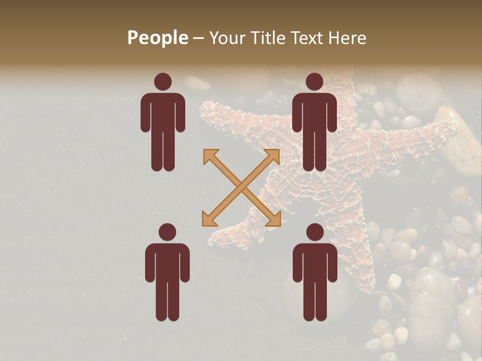 Orange Starfish And Rocks And Pebbles On Black Sand PowerPoint Template