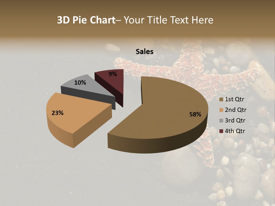 Orange Starfish And Rocks And Pebbles On Black Sand PowerPoint Template