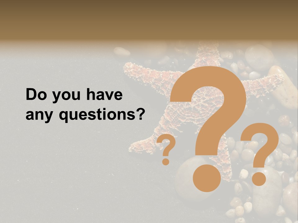 Orange Starfish And Rocks And Pebbles On Black Sand PowerPoint Template