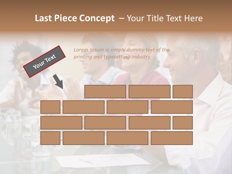 Four Businesspeople In Boardroom Applauding And Smiling PowerPoint Template