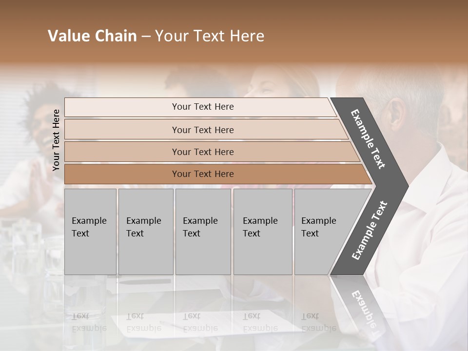 Four Businesspeople In Boardroom Applauding And Smiling PowerPoint Template
